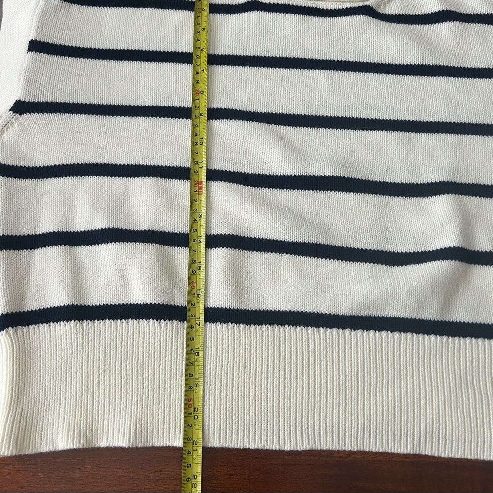 Cece Cream Navy Striped Oversized Pullover‎ Long Sleeve Cotton Crew Neck Sweater - Picture 7 of 7